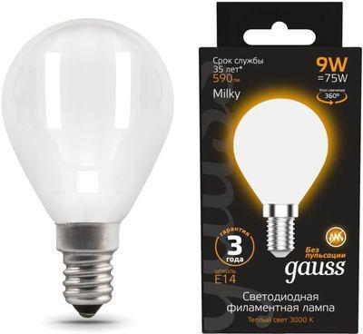 Упаковка ламп LED GAUSS E14, шар, 9Вт, 105201109, 10 шт. - фото 1 - id-p224967673