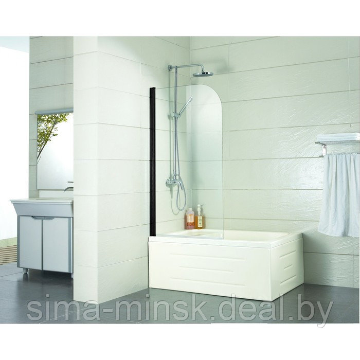 Шторка для ванны Azario MERRIT 800х1400 мм, прозрачное стекло 5 мм, цвет профиля черный - фото 2 - id-p225267183
