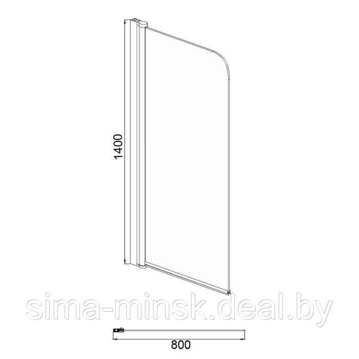 Шторка для ванны Azario MERRIT 800х1400 мм, прозрачное стекло 5 мм, цвет профиля черный - фото 3 - id-p225267183