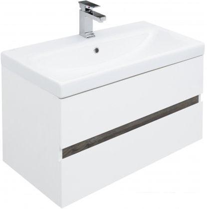 Мебель для ванных комнат Aquanet Тумба Беркли 80 с умывальником Moduo 80 (белый/дуб рошелье) - фото 7 - id-p224882981
