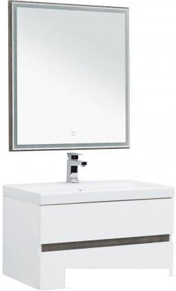 Мебель для ванных комнат Aquanet Тумба Беркли 80 с умывальником Moduo 80 (белый/дуб рошелье) - фото 10 - id-p224882981