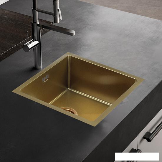 Кухонная мойка Melana ProfLine D4545HG (сатин золотой, глубина 22 см, сталь 1.2 мм) - фото 2 - id-p225068895