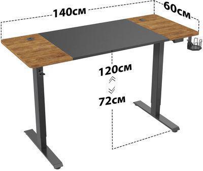 Стол компьютерный регулируемый Cactus подъёмный, МДФ, черный и дуб антик - фото 9 - id-p224968352