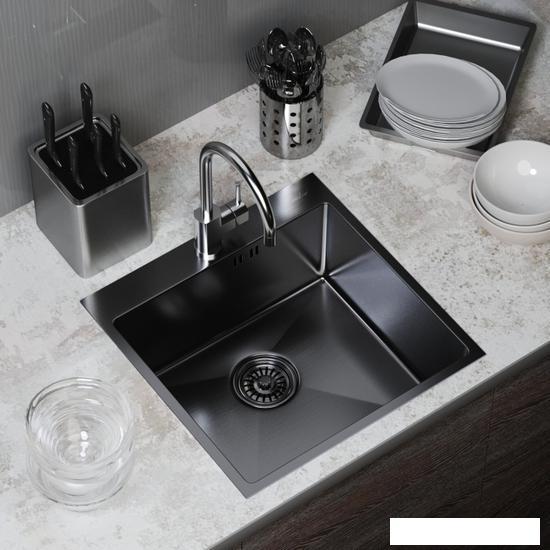 Кухонная мойка Mixline 547230 (черный графит, 3 мм) - фото 2 - id-p225069274