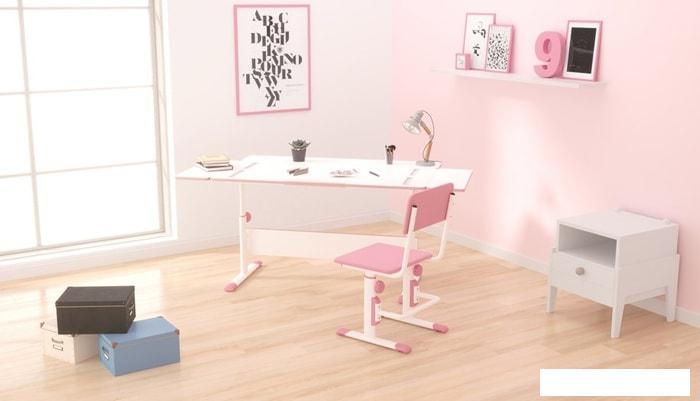 Парта Polini Kids City D2 (без стула, белый/розовый) - фото 3 - id-p224852686