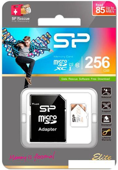 Карта памяти Silicon-Power Elite microSDXC SP256GBSTXBU1V21SP 256GB (с адаптером) - фото 3 - id-p225048175