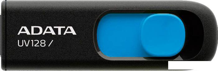 USB Flash A-Data DashDrive UV128 Black/Blue 128GB (AUV128-128G-RBE) - фото 2 - id-p225195587
