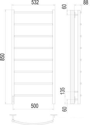 Полотенцесушитель TERMINUS Классик П8 500x850 бп электро, фото 2