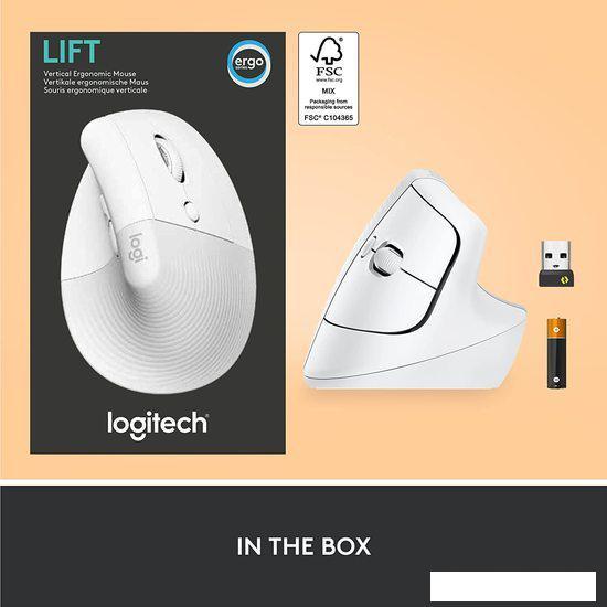 Вертикальная мышь Logitech Lift (белый) - фото 7 - id-p225048999