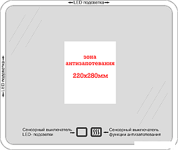 Пекам Зеркало LED Marta1-80х60sp (сенсор на прикосновение/подогрев), фото 3