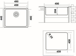 Кухонная мойка Ukinox Лофт LOB450.400-GT10P, фото 3