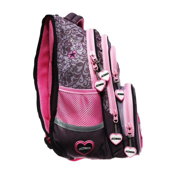 Рюкзак школьный 40 х 33 х 15 см, эргономичная спинка, Across 548, розовый ACR23-548-1 - фото 4 - id-p225267724
