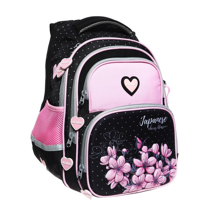 Рюкзак школьный 40 х 33 х 15 см, эргономичная спинка, Across 548, чёрный/розовый ACR23-548-3 - фото 2 - id-p225267725