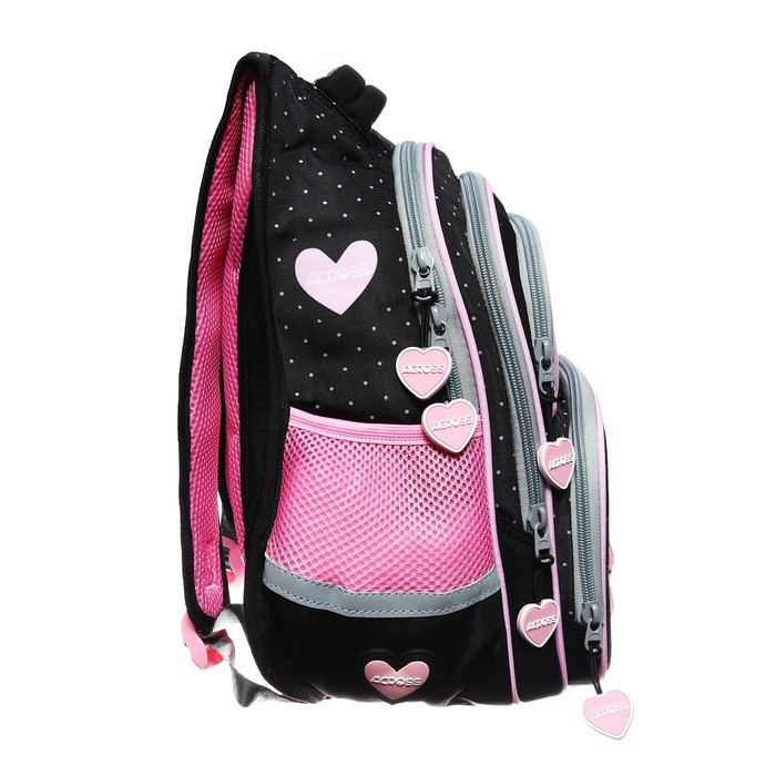 Рюкзак школьный 40 х 33 х 15 см, эргономичная спинка, Across 548, чёрный/розовый ACR23-548-3 - фото 4 - id-p225267725