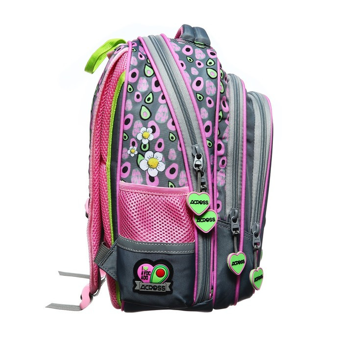 Рюкзак школьный 40 х 33 х 15 см, эргономичная спинка, Across 410, серый/розовый ACR23-410-1 - фото 4 - id-p225267742