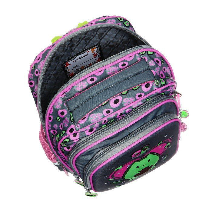 Рюкзак школьный 40 х 33 х 15 см, эргономичная спинка, Across 410, серый/розовый ACR23-410-1 - фото 8 - id-p225267742