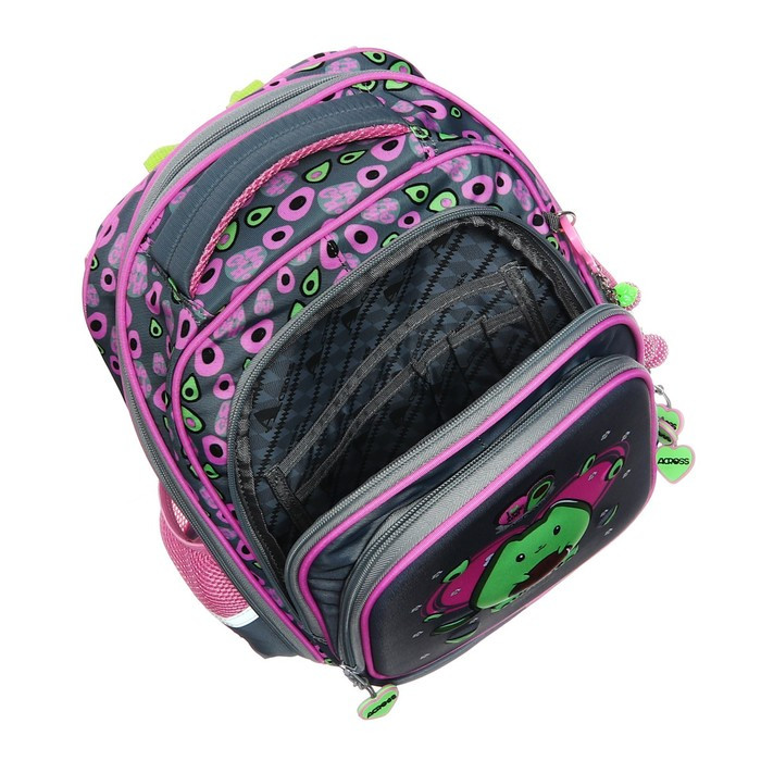 Рюкзак школьный 40 х 33 х 15 см, эргономичная спинка, Across 410, серый/розовый ACR23-410-1 - фото 9 - id-p225267742