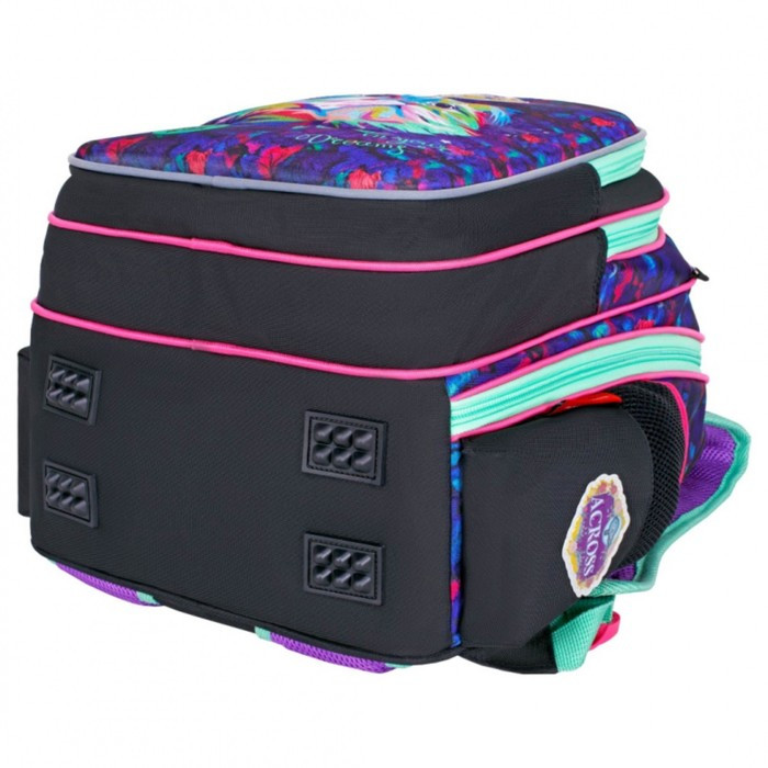 Рюкзак каркасный 39 х 29 х 17 см, Across 410, наполнение: мешок, пенал, чёрный/фиолетовый ACR22-410-7 - фото 6 - id-p225267749