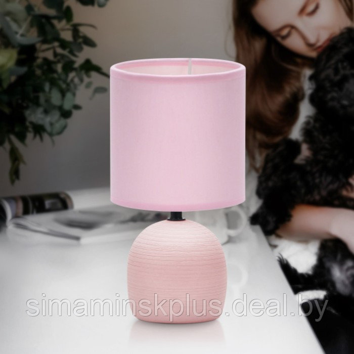 Настольная лампа Rivoli Sheron 1хЕ14, 40 Вт керамика розовая с абажуром - фото 2 - id-p225267979