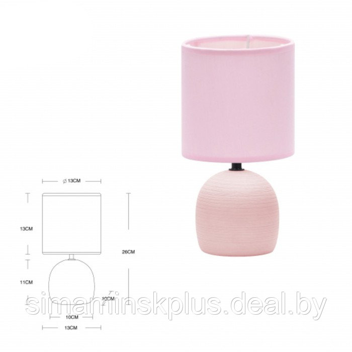 Настольная лампа Rivoli Sheron 1хЕ14, 40 Вт керамика розовая с абажуром - фото 4 - id-p225267979
