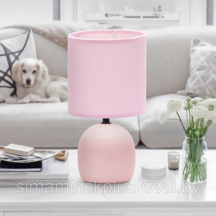 Настольная лампа Rivoli Sheron 1хЕ14, 40 Вт керамика розовая с абажуром - фото 5 - id-p225267979