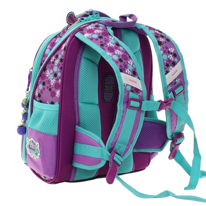 Рюкзак каркасный 35 х 28 х 15 см, Across, наполнение: мешок, пенал, брелок, фиолетовый - фото 2 - id-p225267770