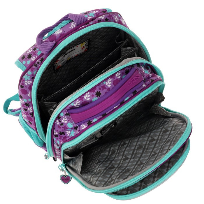 Рюкзак каркасный 35 х 28 х 15 см, Across, наполнение: мешок, пенал, брелок, фиолетовый - фото 7 - id-p225267770