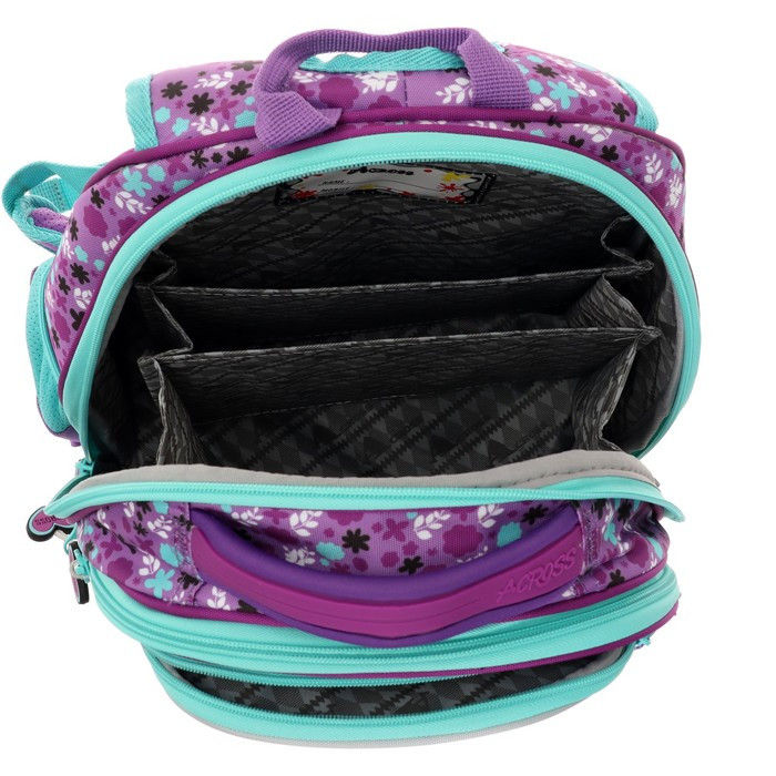 Рюкзак каркасный 35 х 28 х 15 см, Across, наполнение: мешок, пенал, брелок, фиолетовый - фото 8 - id-p225267770