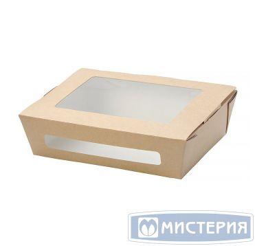 Коробка DoEco 190х150х50мм ECO SALAD 1000, с окном, коричн. (Салатник) 250 шт/упак 250 шт/кор - фото 1 - id-p147651670