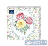 Салфетки 330х330 мм 3-сл. Bouquet, диз. Розовый сад, разноцв., бум., 20 шт/упак 12 упак/кор