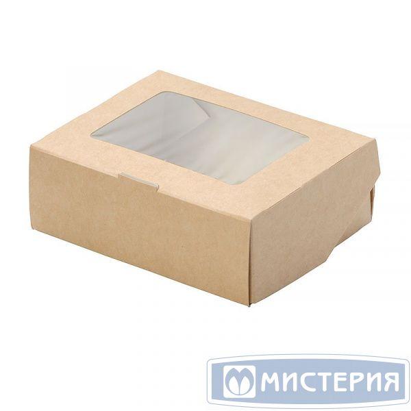 Коробка DoEco 100х80х35мм ECO TABOX 300 gl, с окном, коричн. 50 шт/упак 600 шт/кор - фото 1 - id-p111035360