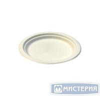 Тарелка кругл., d 172мм, h 17мм, бел., сахарный тростник 50шт/упак 20упак/кор