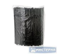 Трубочка пластиковая гофрированная d=5 L=210 черная 250 шт в пакете со стикером