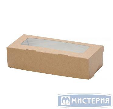 Коробка DoEco 200х120х40мм ECO TABOX PRO 1000 , с окном, коричн. 200 шт/упак 200 шт/кор - фото 1 - id-p202765256