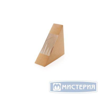 Упаковка(оробка)д/сэндвичей 130х130х60мм OSQ ECO Sandwich 60 с окн,неразъем.крышка,крафт карт 800шт - фото 1 - id-p206461383