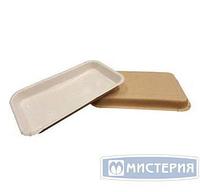 Лоток для кулинарии, нарезок,овощей 220х140х20мм ECO PLATTER 400 коричн./бел. 300 шт/уп. 300 шт/кор