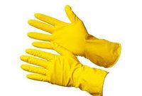 Перчатки резиновые Mitra Professional с хлопковым напылением желтые XL