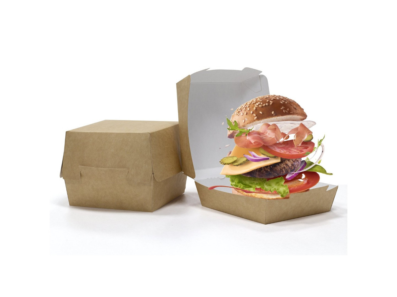 Коробка для гамбургера Saami 120х120х70мм, крафт 560 шт/кор - фото 1 - id-p202765470