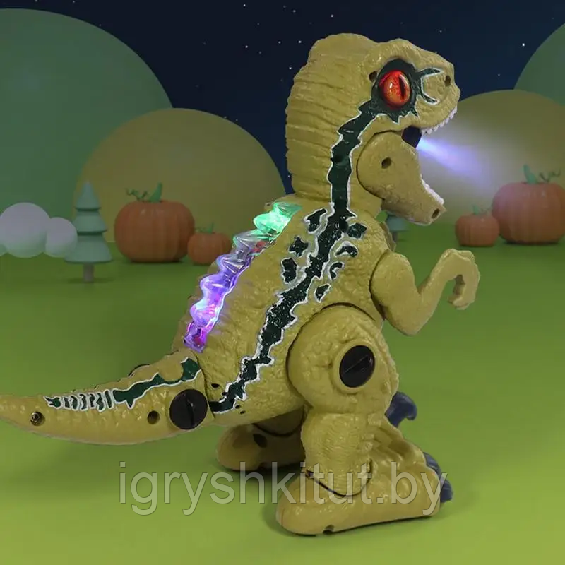 Электрический ходячий Динозавр, звук, свет, спрей