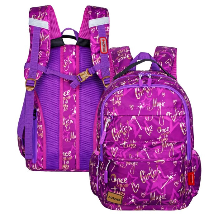 Рюкзак молодёжный 43 х 29 х 18 см, эргономичная спинка, Across 155, фиолетовый 155-14 - фото 1 - id-p225286385