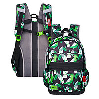 Рюкзак молодёжный 43 х 29 х 18 см, эргономичная спинка, Across 155, чёрный/зелёный 155-4