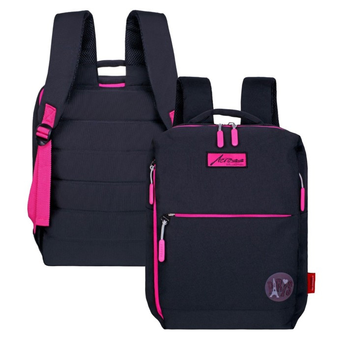 Рюкзак молодёжный 39 х 26 х 10 см, эргономичная спинка, Across G6, чёрный/розовый G-6-8 - фото 1 - id-p225286436