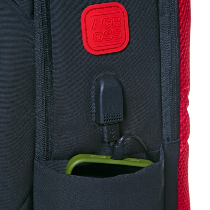 Рюкзак молодёжный 45 х 31 х 12 см, эргономичная спинка, Across М-4, чёрный/красный M-4-2 - фото 5 - id-p225286466