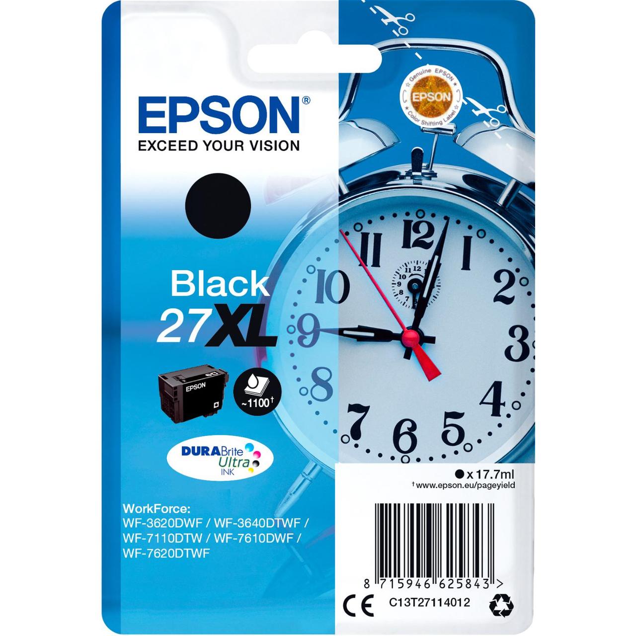EPSON C13T27114020/4022 Singlepack Black 27XL DURABrite Ultra Ink for WF7110/7610/7620, 1100 стр, (cons ink)