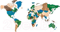 Декор настенный Woodary Карта мира на английском языке XXL / 3192