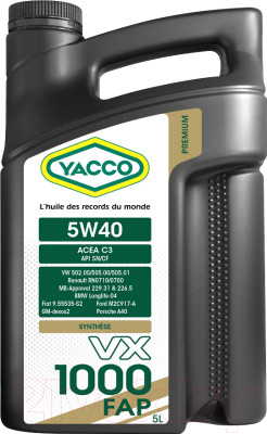 Моторное масло Yacco VX 1000 FAP 5W40 - фото 1 - id-p225310512
