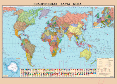 Настенная карта Белкартография Политическая плоттерный вывод 184x132см - фото 1 - id-p225312880