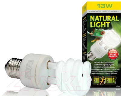 Лампа для террариума Exo Terra Reptile Natural Light Former UVB2.0 Compact 13 W PT2190 / H22190 - фото 2 - id-p225309365