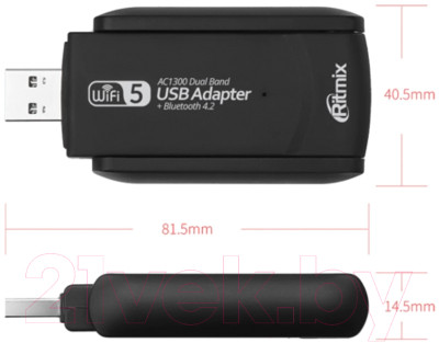 Wi-Fi/Bluetooth-адаптер Ritmix RWA-650 USB - фото 3 - id-p225310216