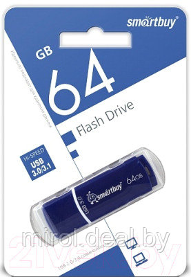 Usb flash накопитель SmartBuy Crown Blue 64GB (SB64GBCRW-Bl) - фото 2 - id-p225331483